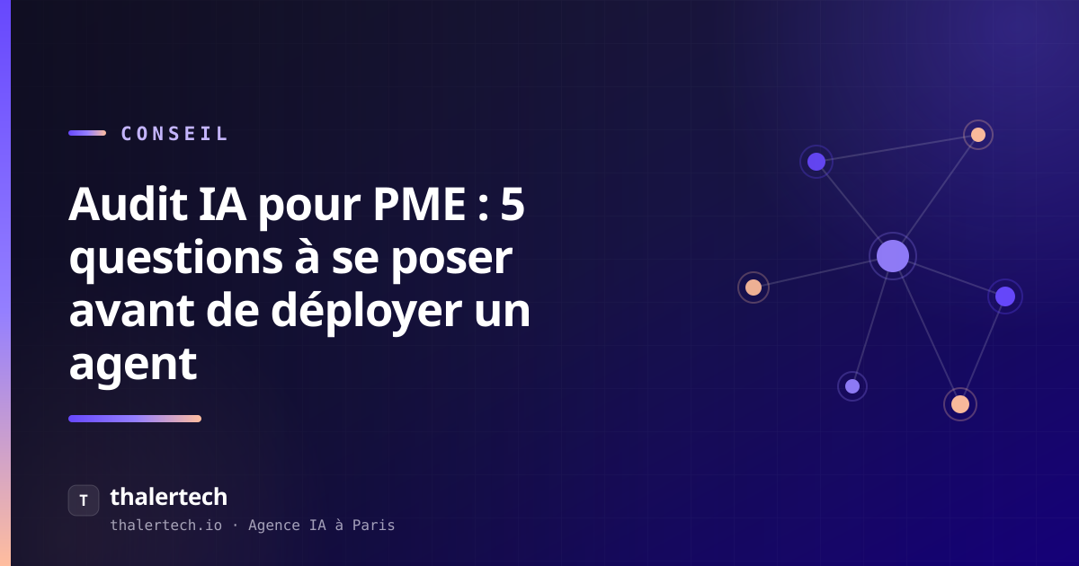 Audit IA pour PME : 5 questions à se poser avant de déployer un agent